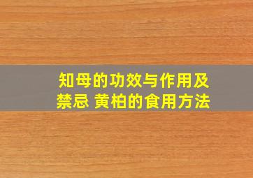 知母的功效与作用及禁忌 黄柏的食用方法